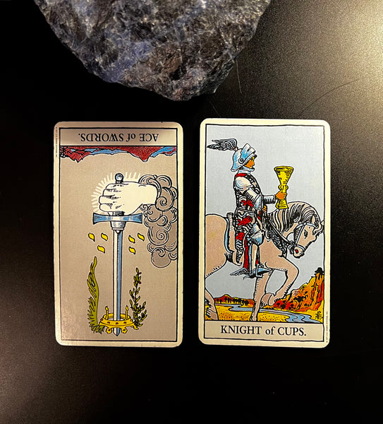 Tarot Musings: January 9, 2023 -- Ace of Swords, Reversed, and Knight of Cups