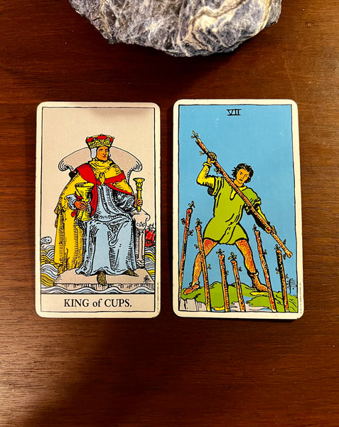 Tarot Musings -- October 18, 2022 -- King of Cups and Seven of Wands