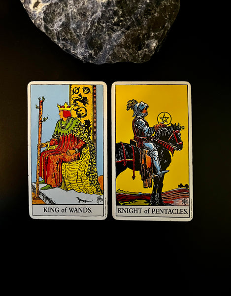 Tarot Musings: January 6, 2023 -- King of Wands and Knight of Pentacles