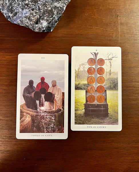 Tarot Musings: November 15, 2022  Three of Cups and Ten of Coins