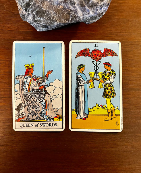 Tarot Musings: November 28, 2022 — Queen of Swords and Two of Cups