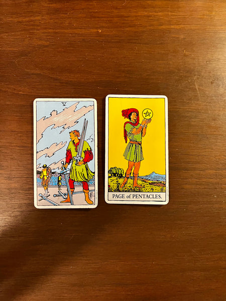 Tarot Musings -- November 1, 2022 -- Five of Swords and Page of Pentacles