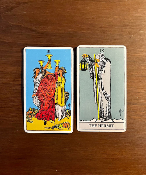 Tarot Musings: April 20, 2022 — The Three of Cups and The Hermit