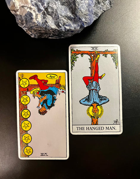 Tarot Musings: January 20, 2023 -- Eight of Pentacles and The Hanged Man