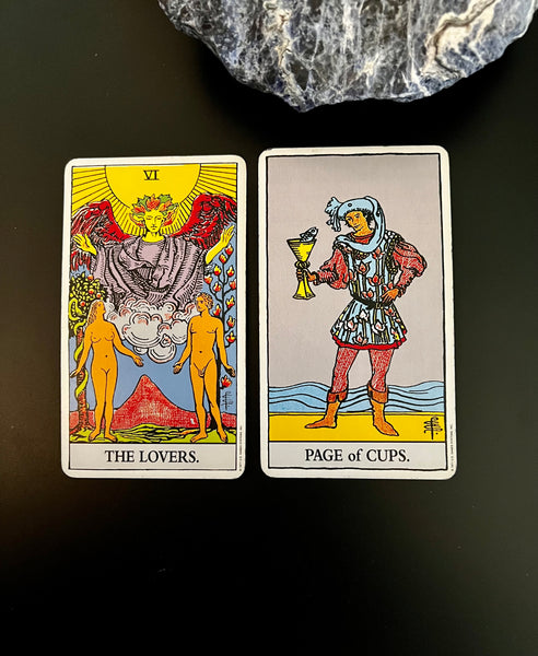 Tarot Musings: December 23, 2022 -- The Lovers and Page of Cups