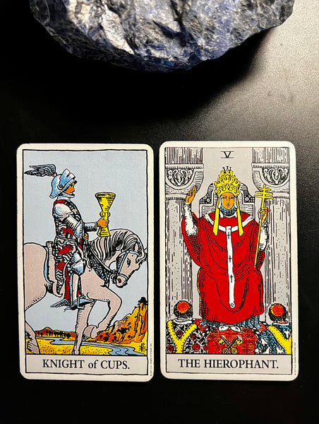 Tarot Musings: January 18, 2023 -- Knight of Cups and The Hierophant