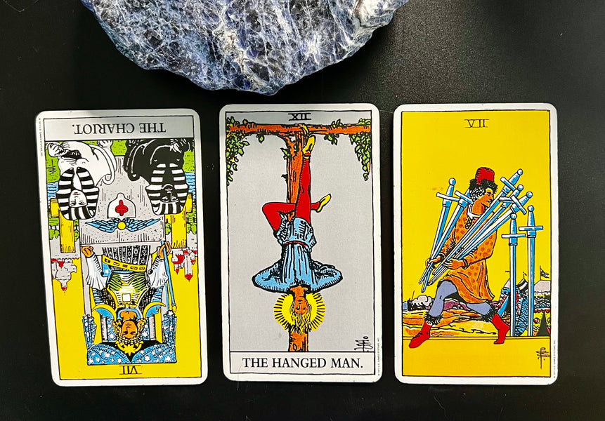 Hypothetical Reading: May 24, 2023 -- The Chariot, The Hanged Man and Seven of Swords